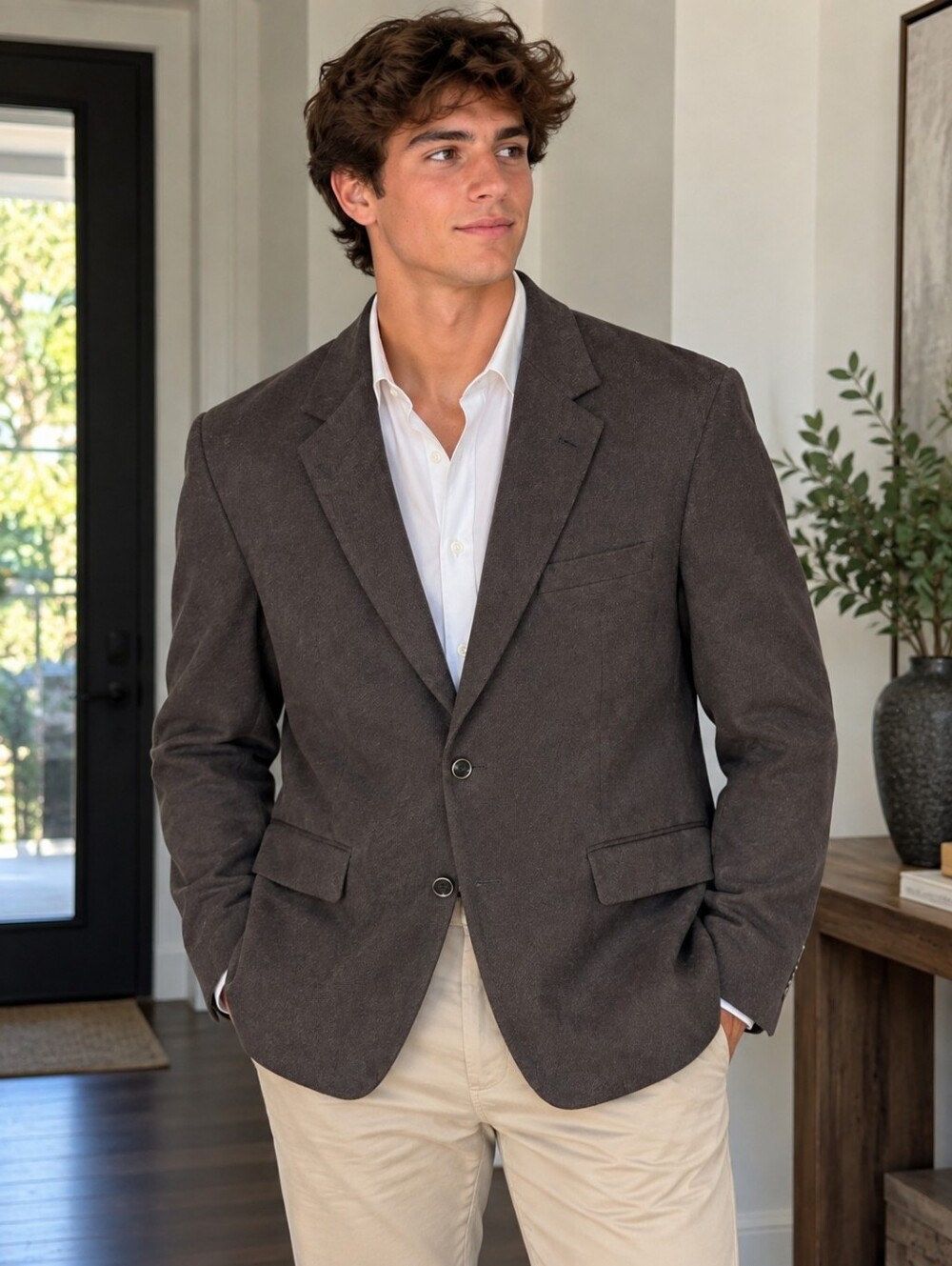 Pronto Uomo Blue Men’s Blazer 44 Short Brown Blazer